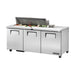 True Refrigeration Prep Table - 12x 1/6 Top Pans - 3 Solid Swing Doors - TSSU-72-12-HC