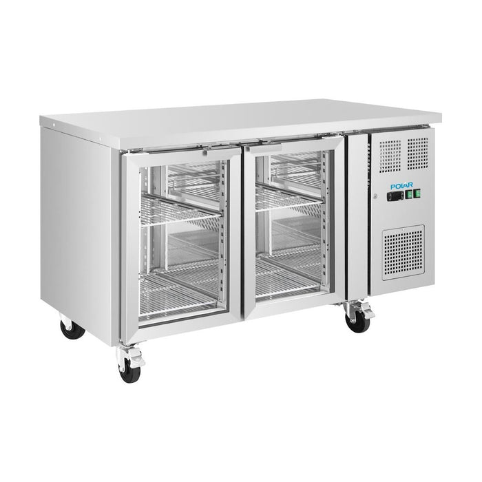 Polar U-Series Two Door Counter Fridge with Glass Doors - UA068-A