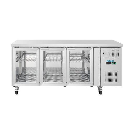 Polar U-Series Three Door Counter Fridge with Glass Doors 465Ltr - UA069-A