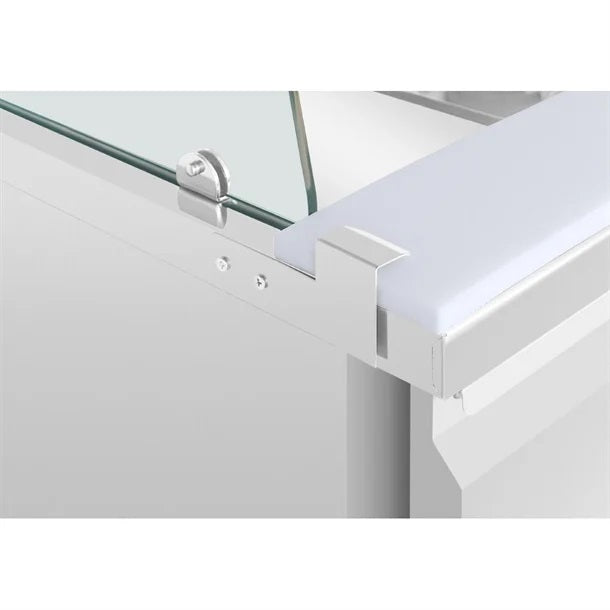 Polar U-Series GN Saladette Counter with Square Sneeze Guard 3 Door - UA018-A