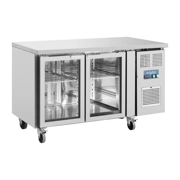 Polar U-Series Two Glass Door Counter Fridge - UA023-A