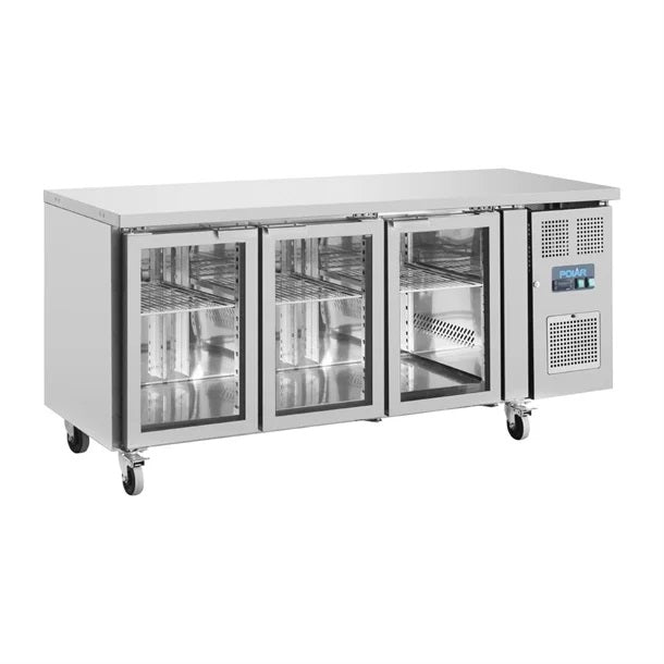 Polar U-Series Three Glass Door Counter Fridge - UA024-A