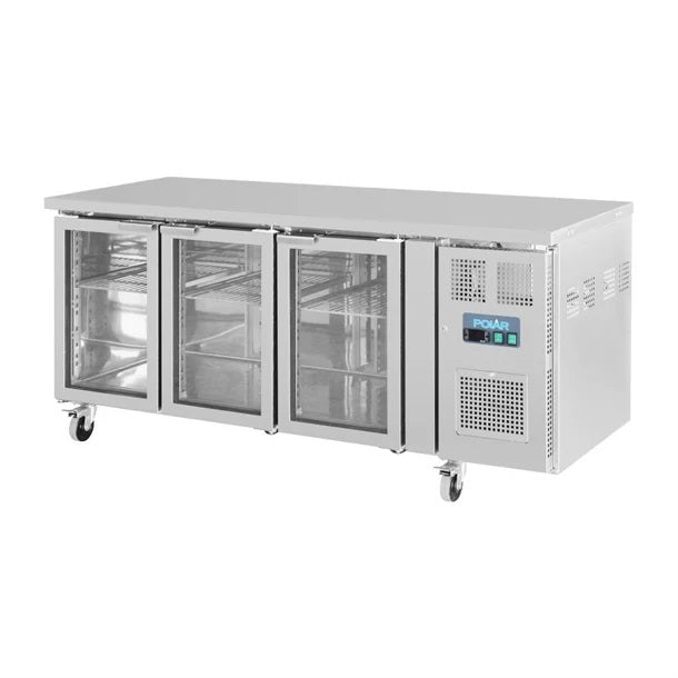 Polar U-Series Three Glass Door Counter Fridge - UA024-A