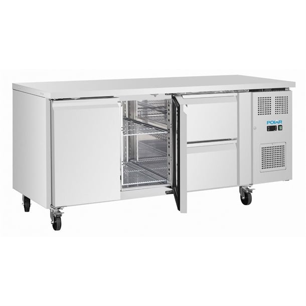 Polar U-Series Two Door & Two Drawer Counter Fridge 242Ltr - UA109-A