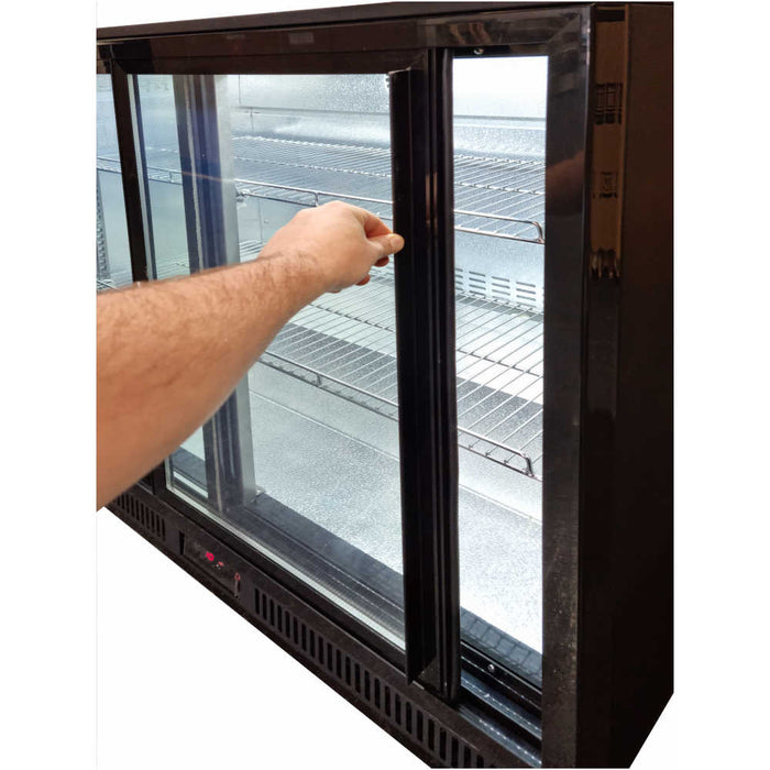 AG Three Sliding Door Bar Fridge - Black Body & Doors 320L - BEER3-SD